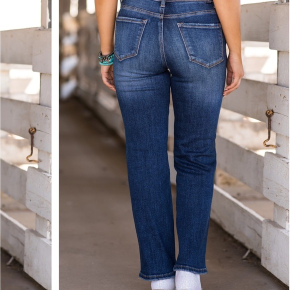 Risen Dark wash embellished rcp5434 rhinestone darkwash 11/30 midrise - Picture 4 of 9